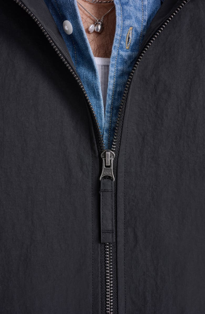 Levi's Water Resistant Hooded Nylon & Cotton Jacket, Alternate, color, Black