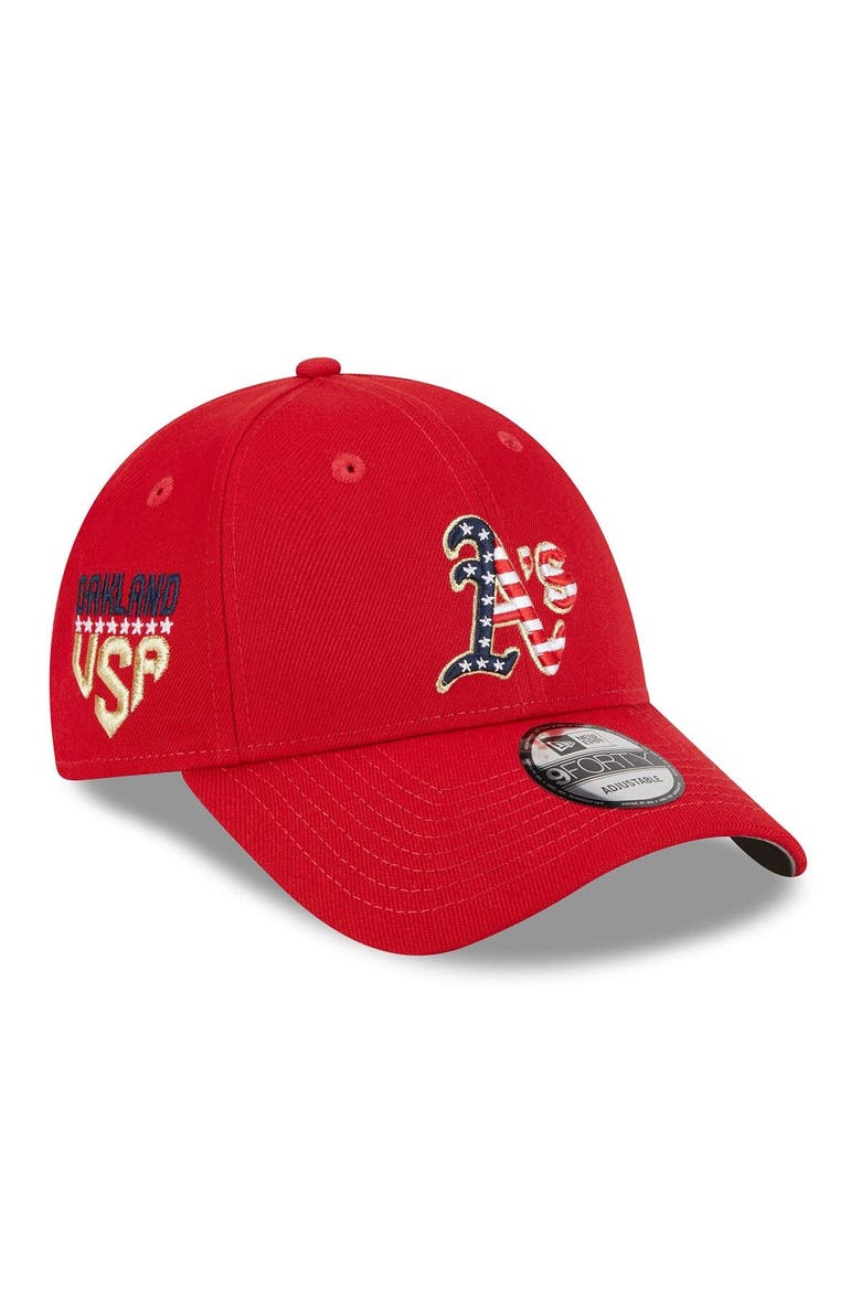 Men's New Era  Red Oakland Athletics 2023 Fourth of July 9FORTY Adjustable Hat, Main, color, Red