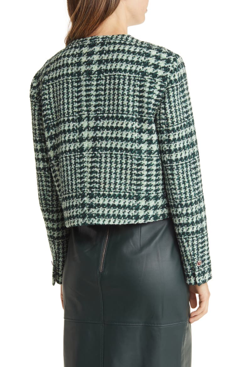 Janoa Houndstooth Crop Jacket, Alternate, color, COURT GREEN FANTASY