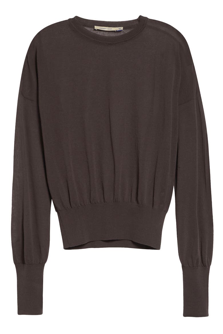 Leds Sheer Organic Cotton Blend Sweater, Alternate, color, BROWN