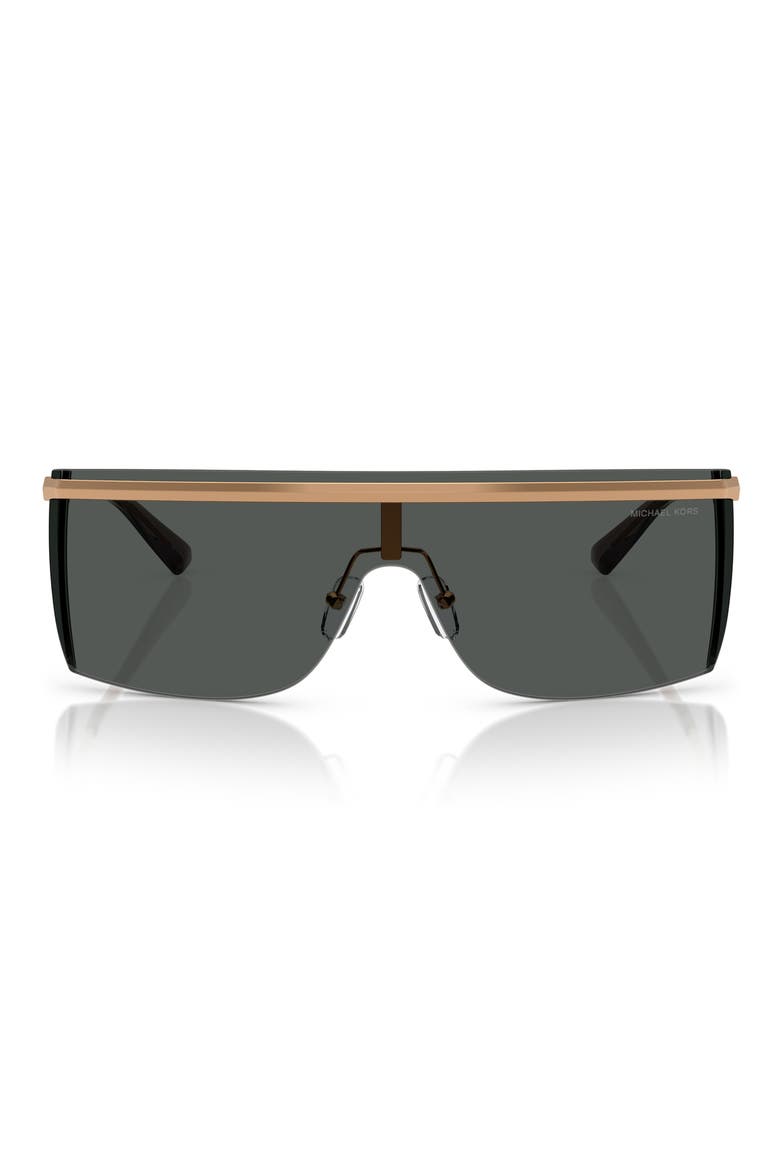 Palisades 145mm Shield Sunglasses, Main, color, BEIGE GOLD / DARK GREY SOLID