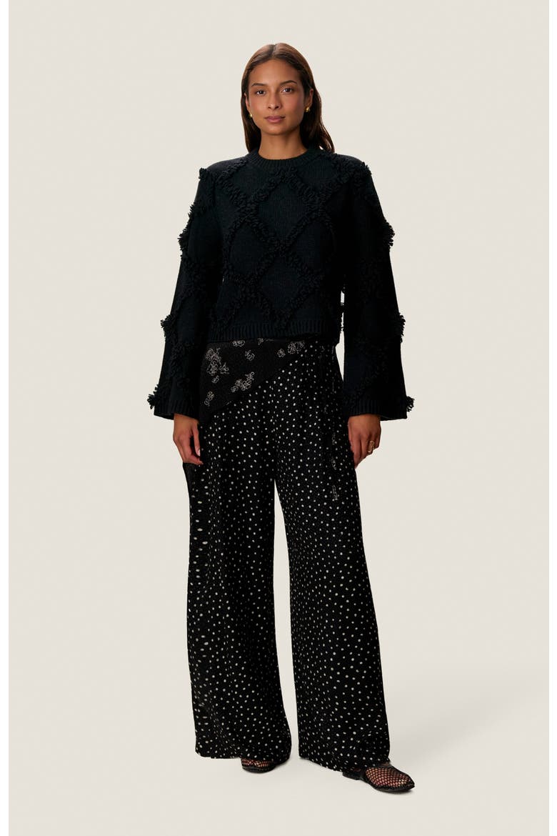 Thea Fringe Sweater, Main, color, Noir