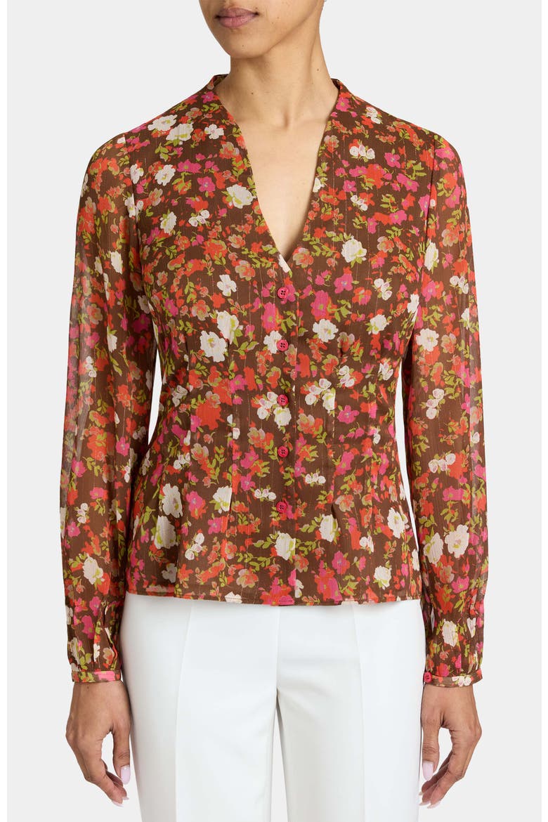 WINNIE Long Sleeve Buttoned Blouse, Main, color, COCONUT MULTI