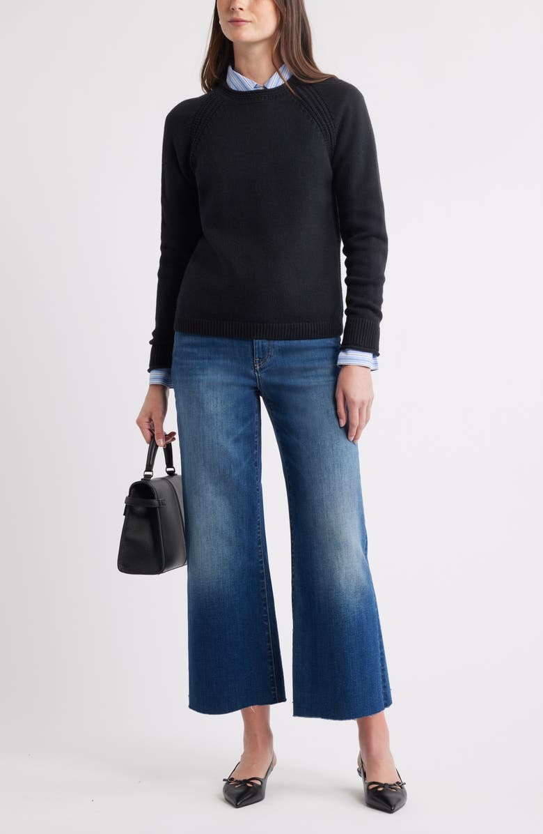 Caslon<sup>®</sup> Raglan Sleeve Roll Neck Wool & Cotton Sweater, Alternate, color, Black