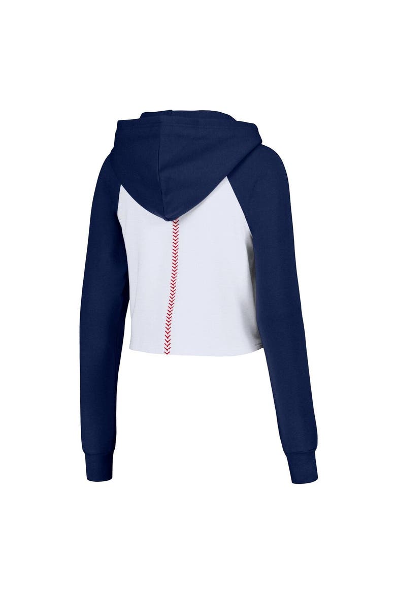 Women's Lusso White Houston Astros Jane Raglan Quarter-Zip Tri-Blend Cropped Pullover Hoodie, Alternate, color, White