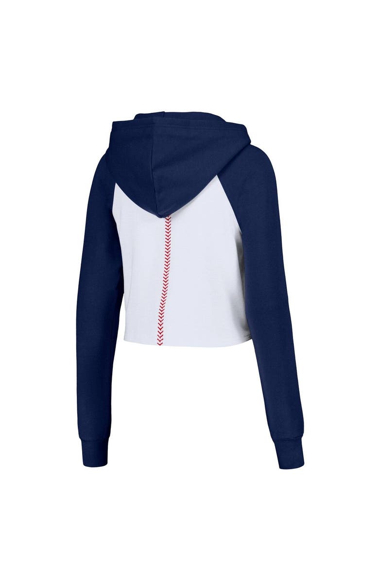 LUSSO Women's Lusso White Houston Astros Jane Raglan Quarter-Zip Tri-Blend Cropped Pullover Hoodie, Alternate, color, White