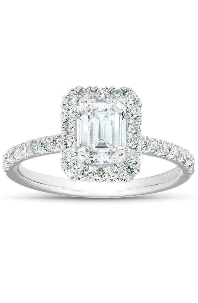 Bliss Diamond 1 1/2 Ct Emerald Cut Diamond Halo Engagement Ring 14k Gold Lab Grown, Alternate, color, 