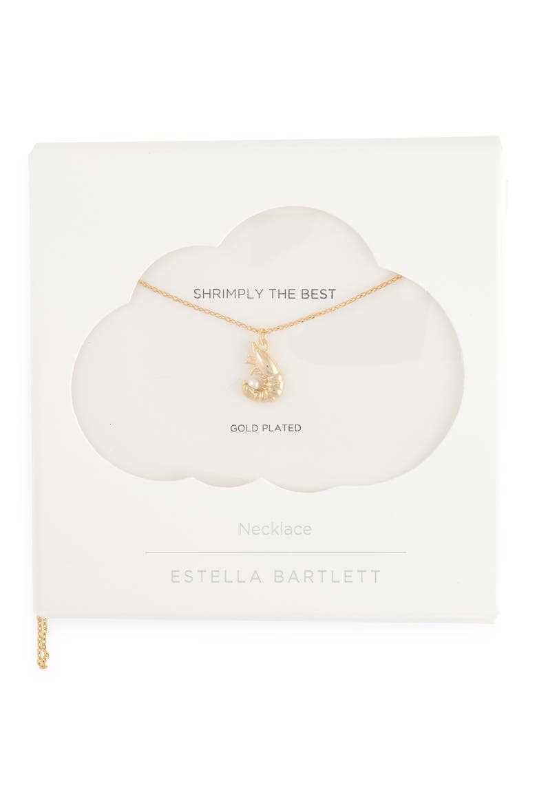 Shrimp Faux Pearl Pendant Necklace, Alternate, color, GOLD