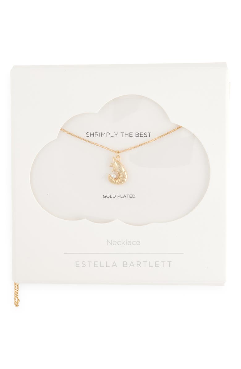 Estella Bartlett Shrimp Faux Pearl Pendant Necklace, Alternate, color, Gold