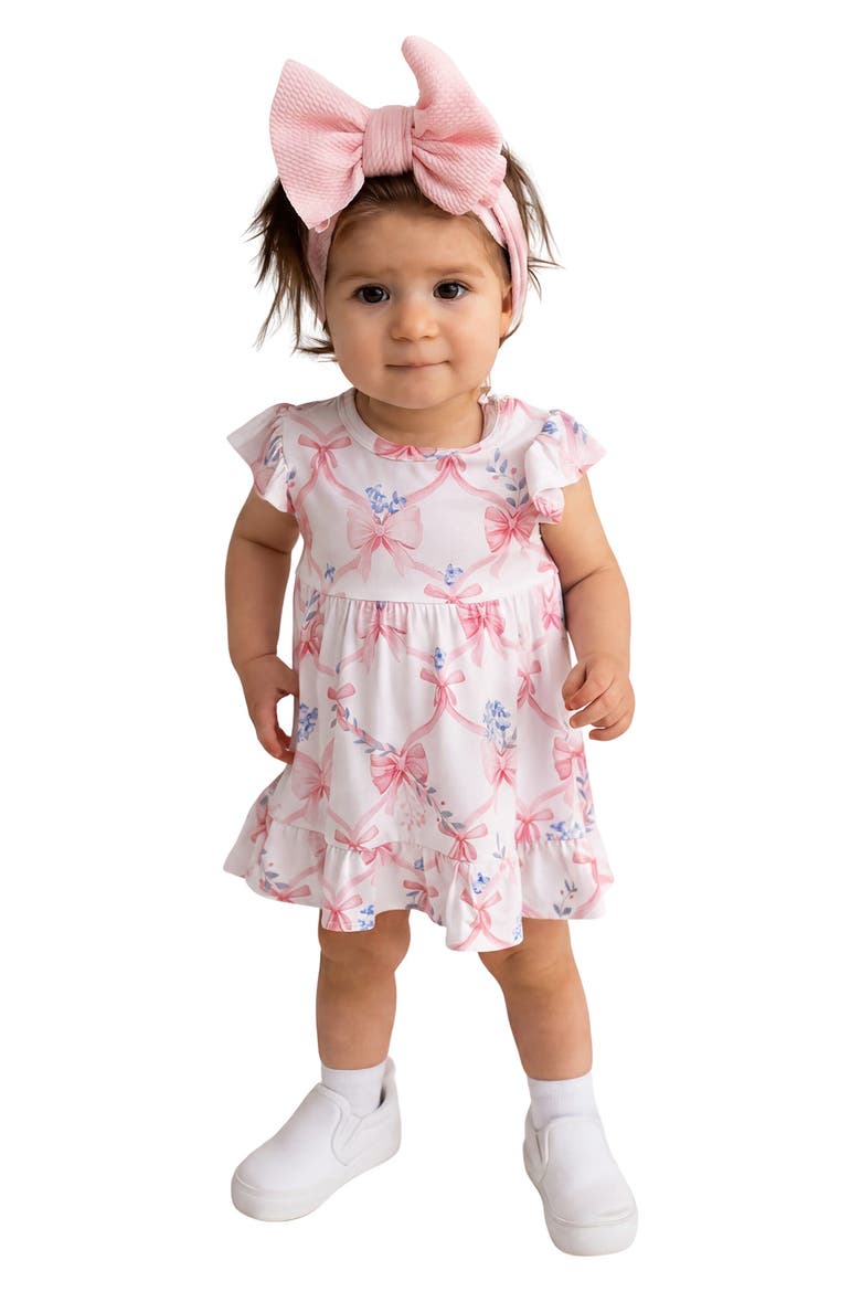 Cap Sleeve Ruffle Bodysuit Dress, Alternate, color, WHITE
