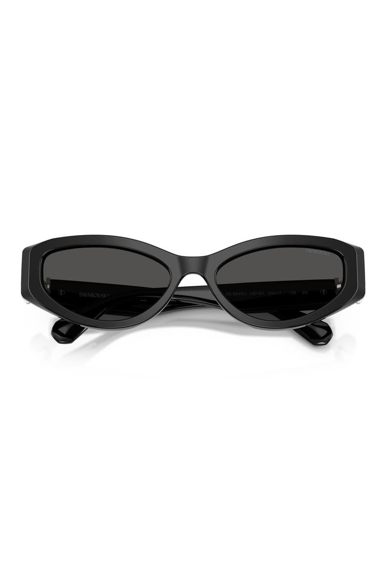 55mm Cat Eye Sunglasses, Alternate, color, BLACK / DARK GREY