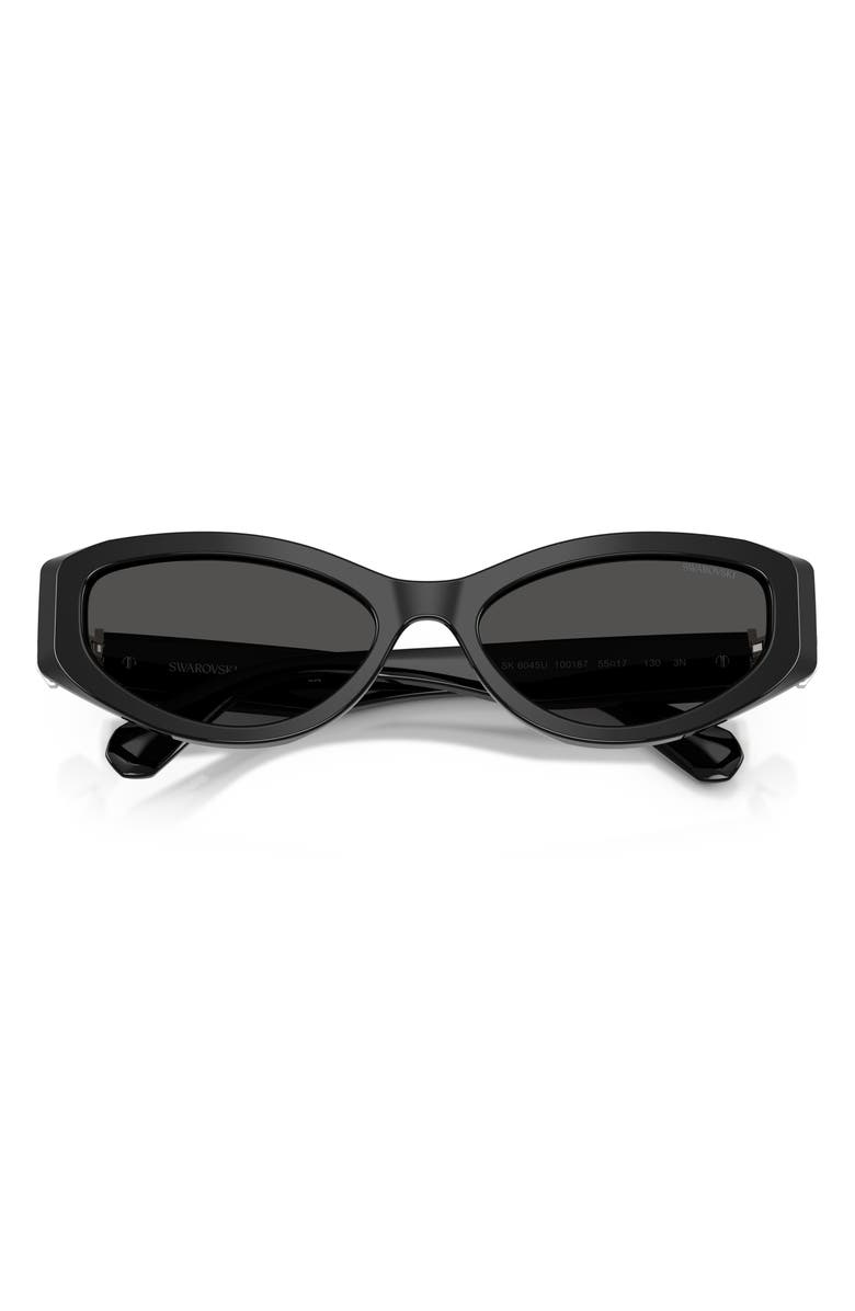 Swarovski 55mm Cat Eye Sunglasses, Alternate, color, Black / Dark Grey