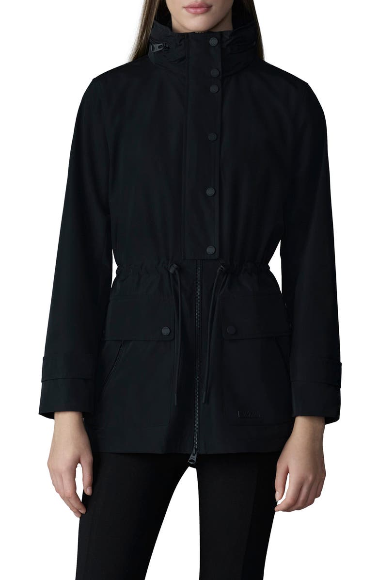 Mackage Keryn Hooded Rain Jacket, Main, color, Black