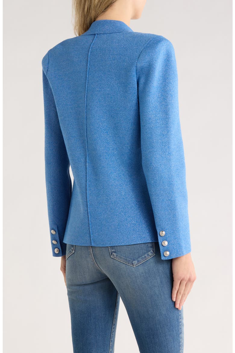 Kenzie Metallic Double Breasted Knit Blazer, Alternate, color, HARBOR BLUE/SILVER