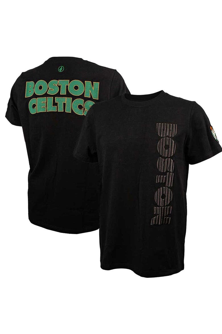 Men's FISLL  Black Boston Celtics 3D Puff Print Sliced Logo T-Shirt, Main, color, Black