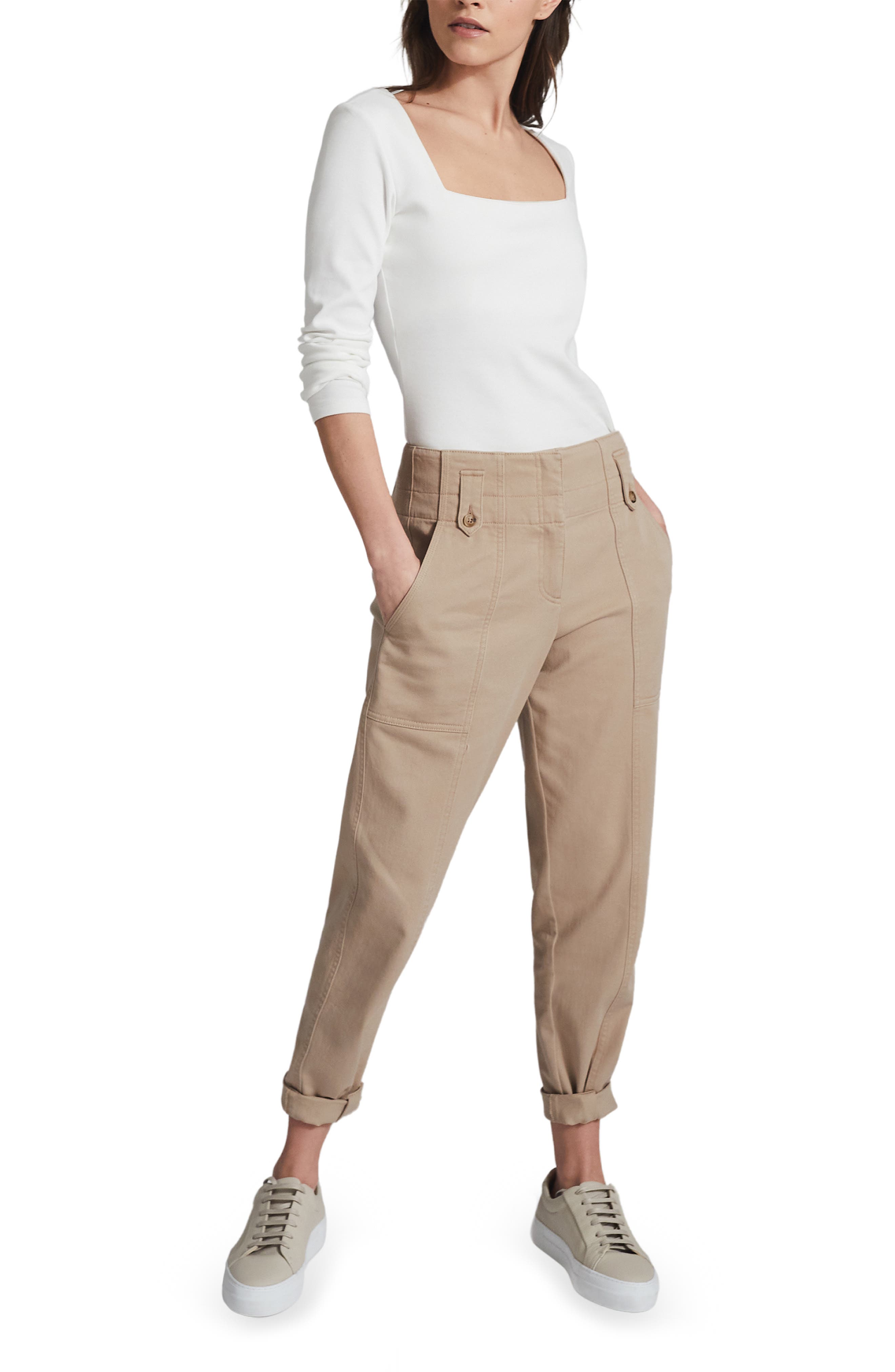 Reiss Bradie Stretch Cotton Utility Pants (Women) | Nordstromrack