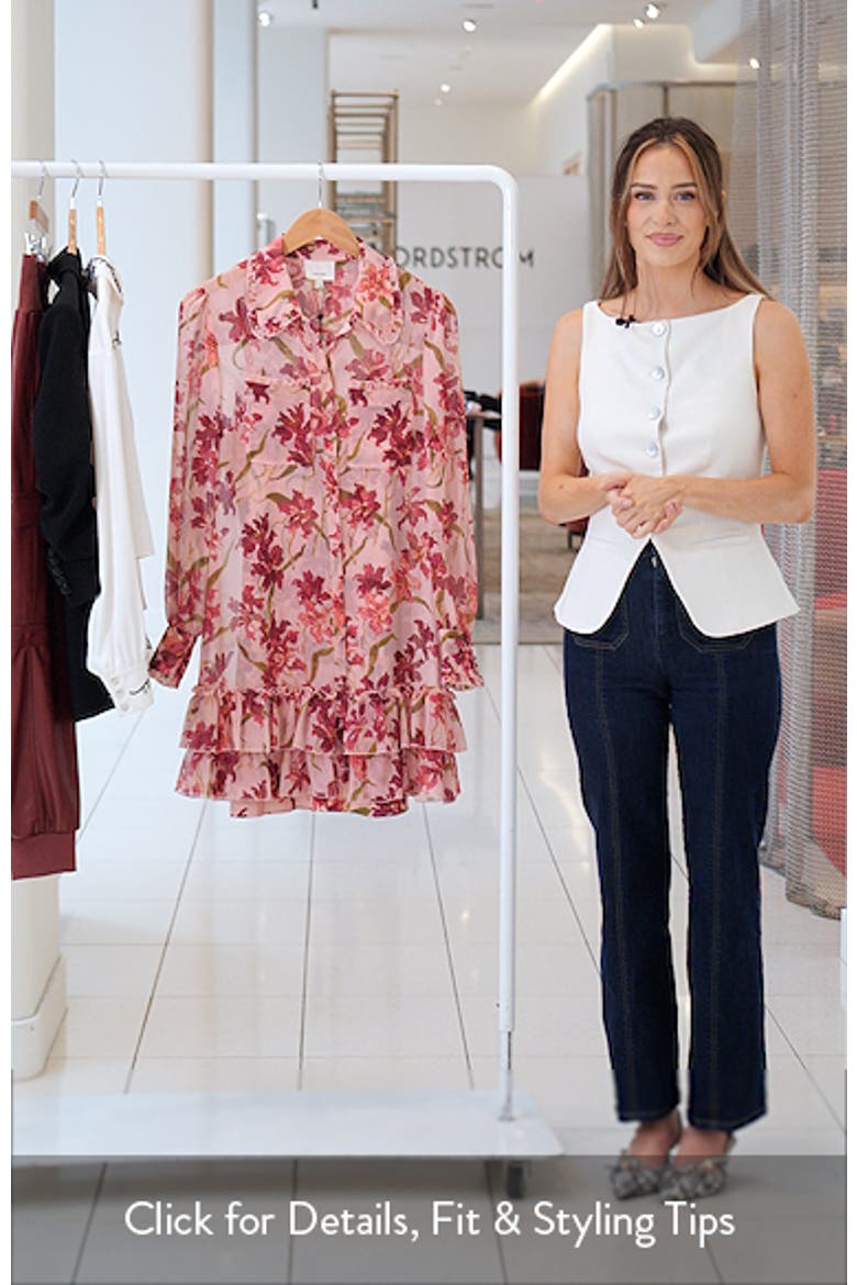Lupetto Trailing Hibiscus Long Sleeve Mini Shirtdress video