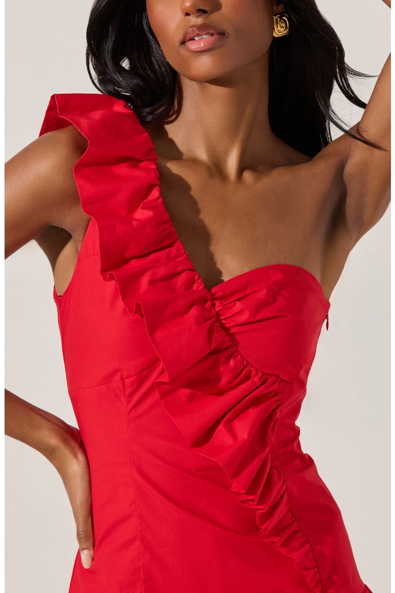 Asymmetric Ruffle Minidress, Alternate, color, RED