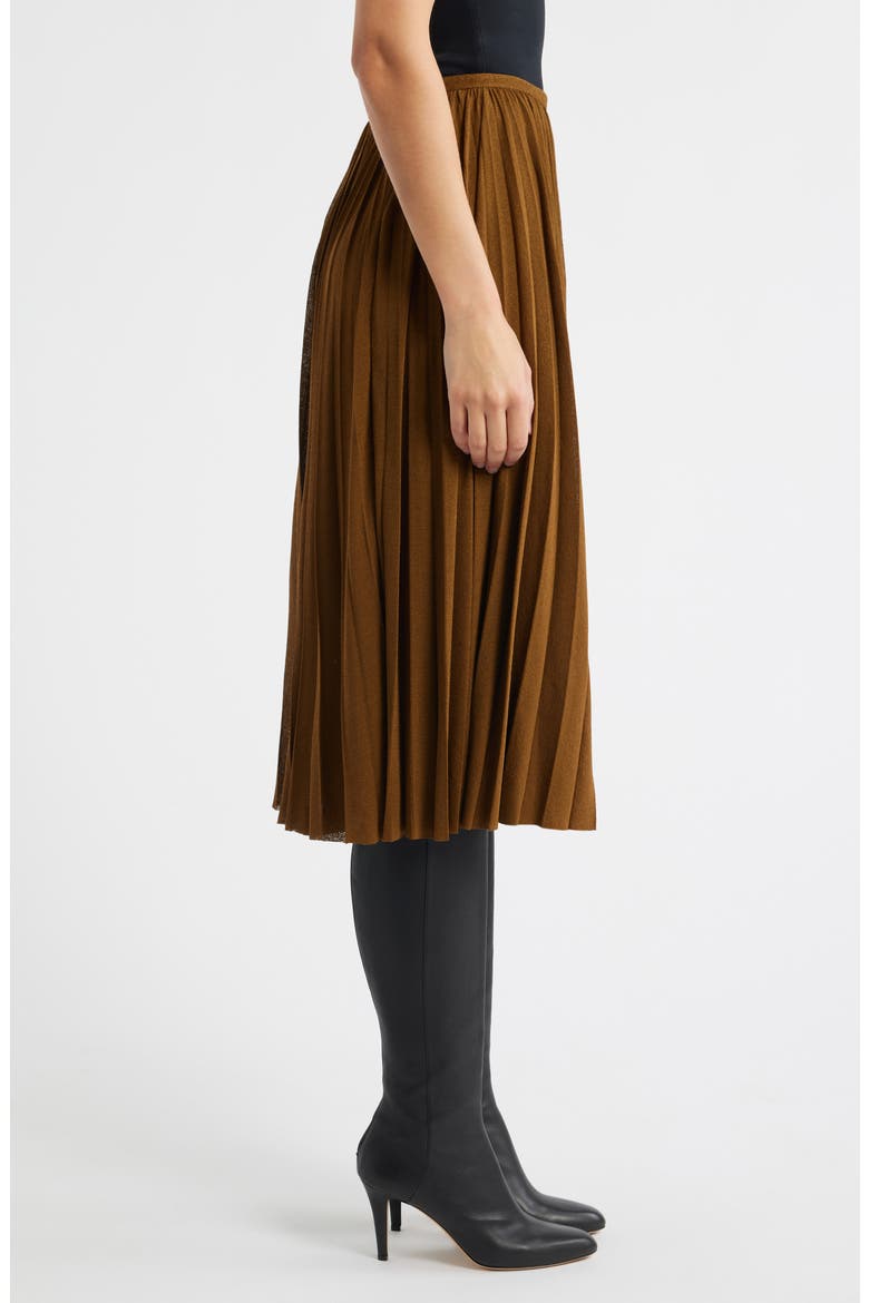Eda Pleated Jersey Skirt, Alternate, color, TOBACCO