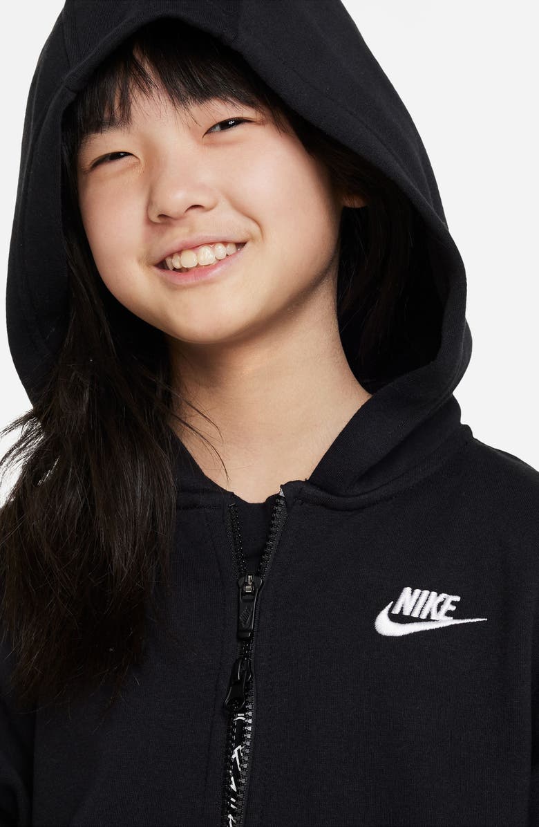 Nike Kids' Sportswear Club Fleece Oversize Full-Zip Hoodie, Alternate, color, Black/ White