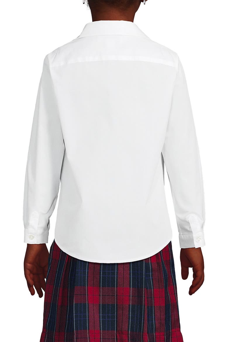 Girls Long Sleeve Peter Pan Collar Broadcloth Shirt, Alternate, color, White