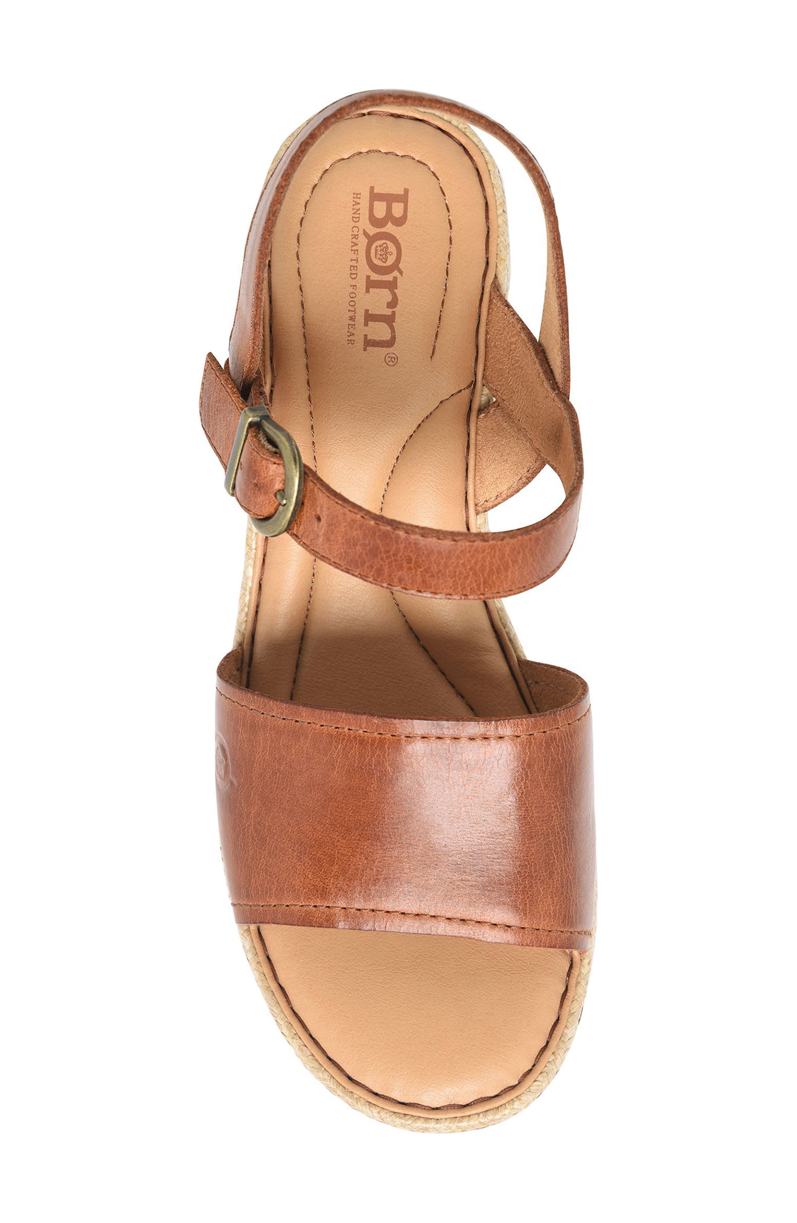 Børn Santos Platform Wedge Sandal, Alternate, color, Brown Leather