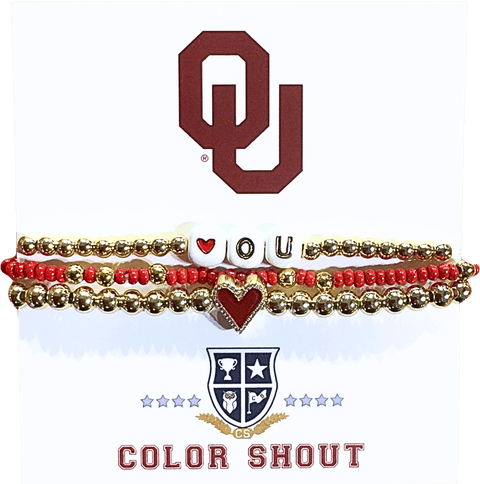 Oklahoma Love My College Bracelet Stack