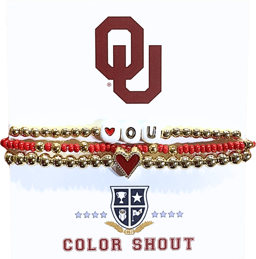 Color Shout Oklahoma Love My College Bracelet Stack In Gold