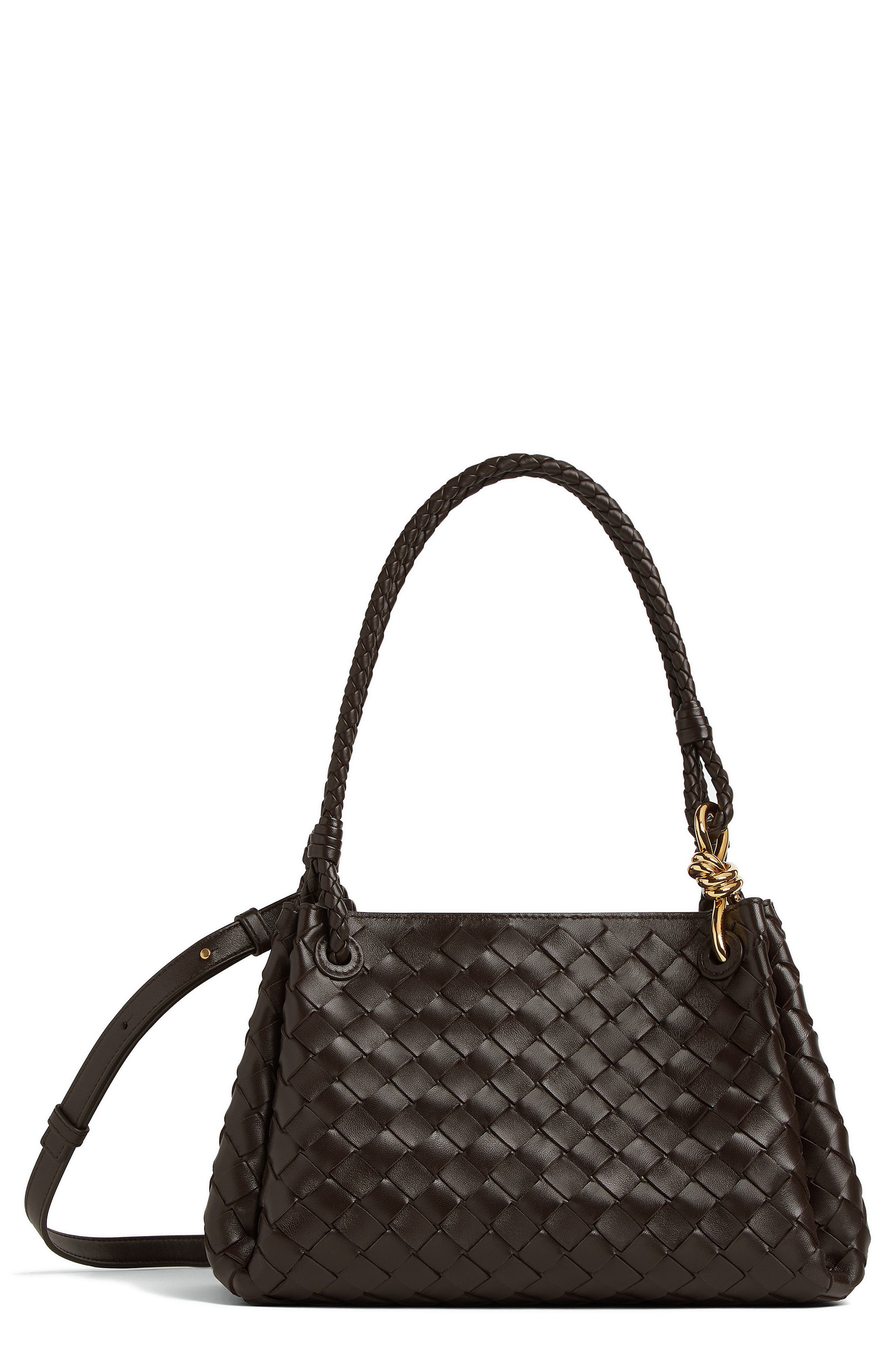 Bottega Veneta Small Parachute Intrecciato Leather Shoulder Bag, Main, color, 2190 Fondant-M Brass