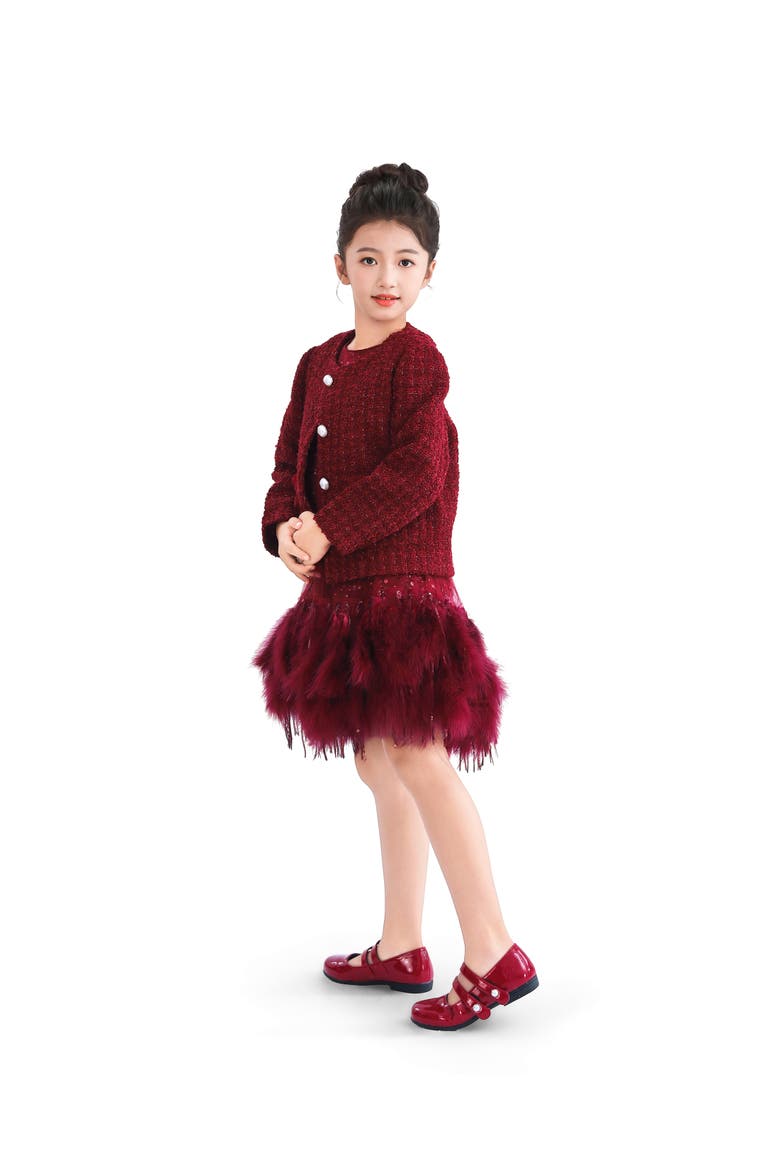 Tweed Button-Up Jacket, Alternate, color, Red
