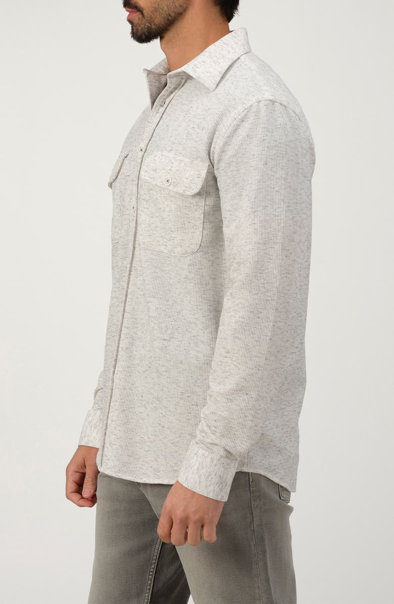 STUDIO GARNET LOS ANGELES Waffle Knit Stretch Cotton Overshirt, Alternate, color, Ivory/ Black