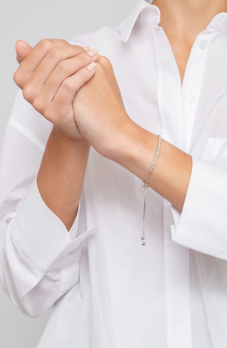Adornia Curved Crystal Bar Slider Bracelet & Necklace Set, Alternate, color, Silver