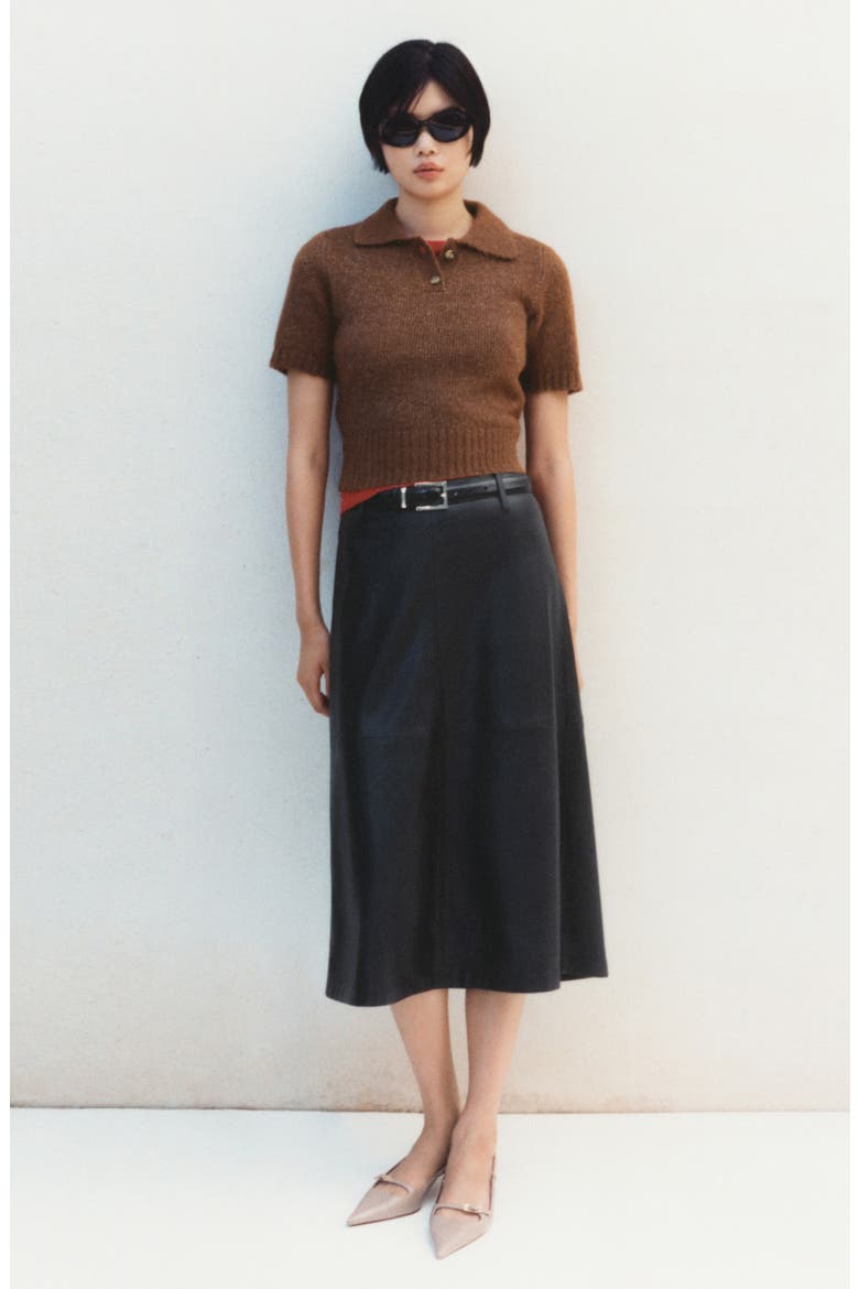 Crop Polo Sweater, Alternate, color, BROWN