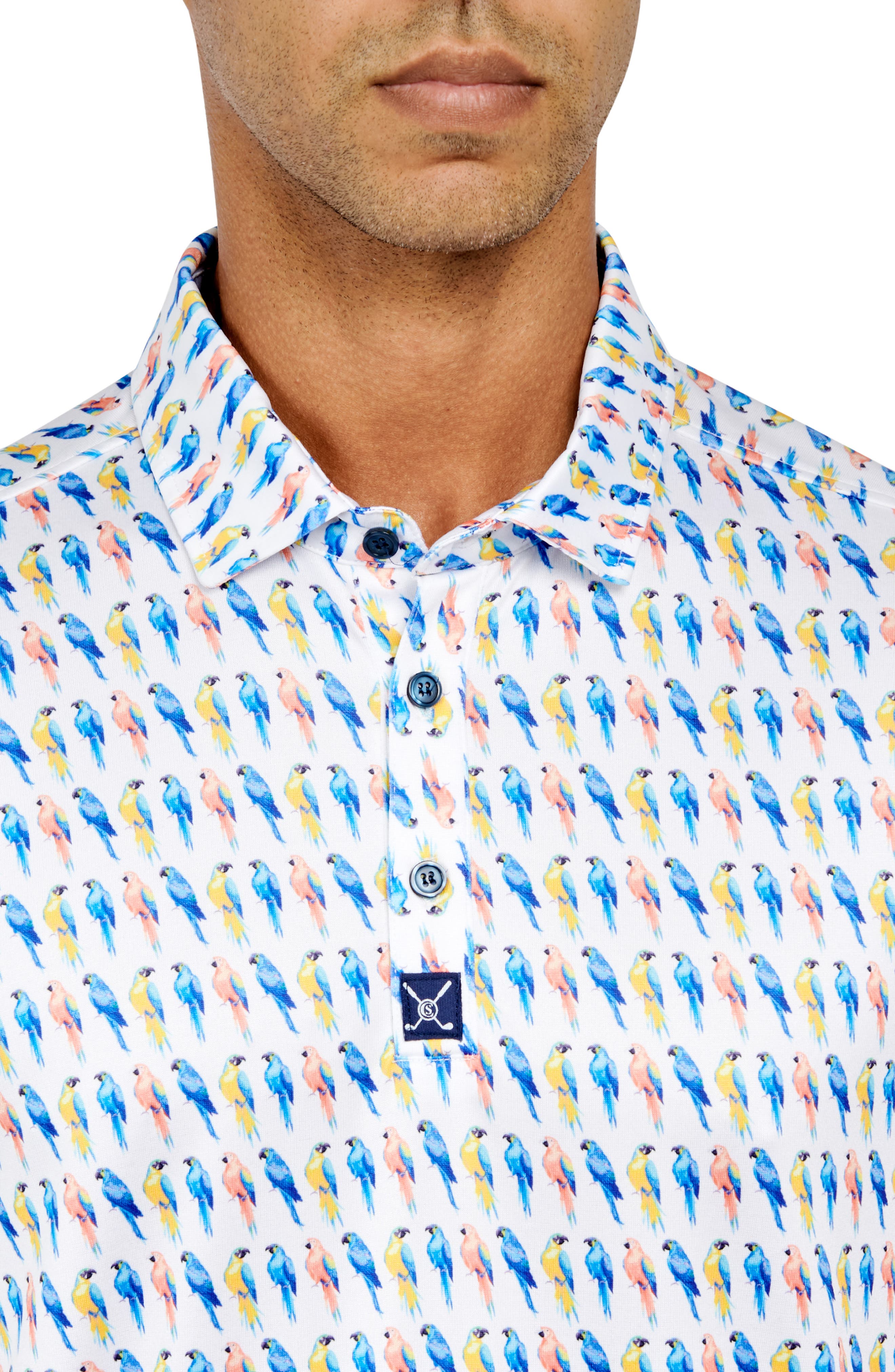 CONSTRUCT Slim Fit Parrot Print Performance Polo (Men) | Nordstromrack