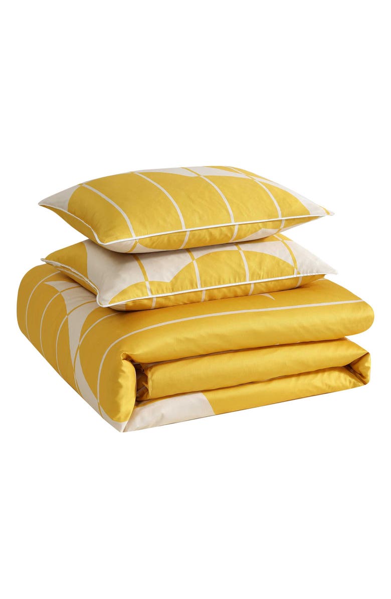 Marimekko Vesi Unikko Organic Cotton Duvet Cover & Sham Set, Main, color, Open Medium Yellow