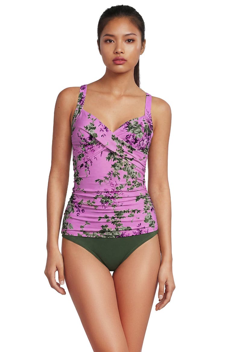 Petite Sweetheart Wrap Underwire Tankini Top, Main, color, Pink/White Blooms