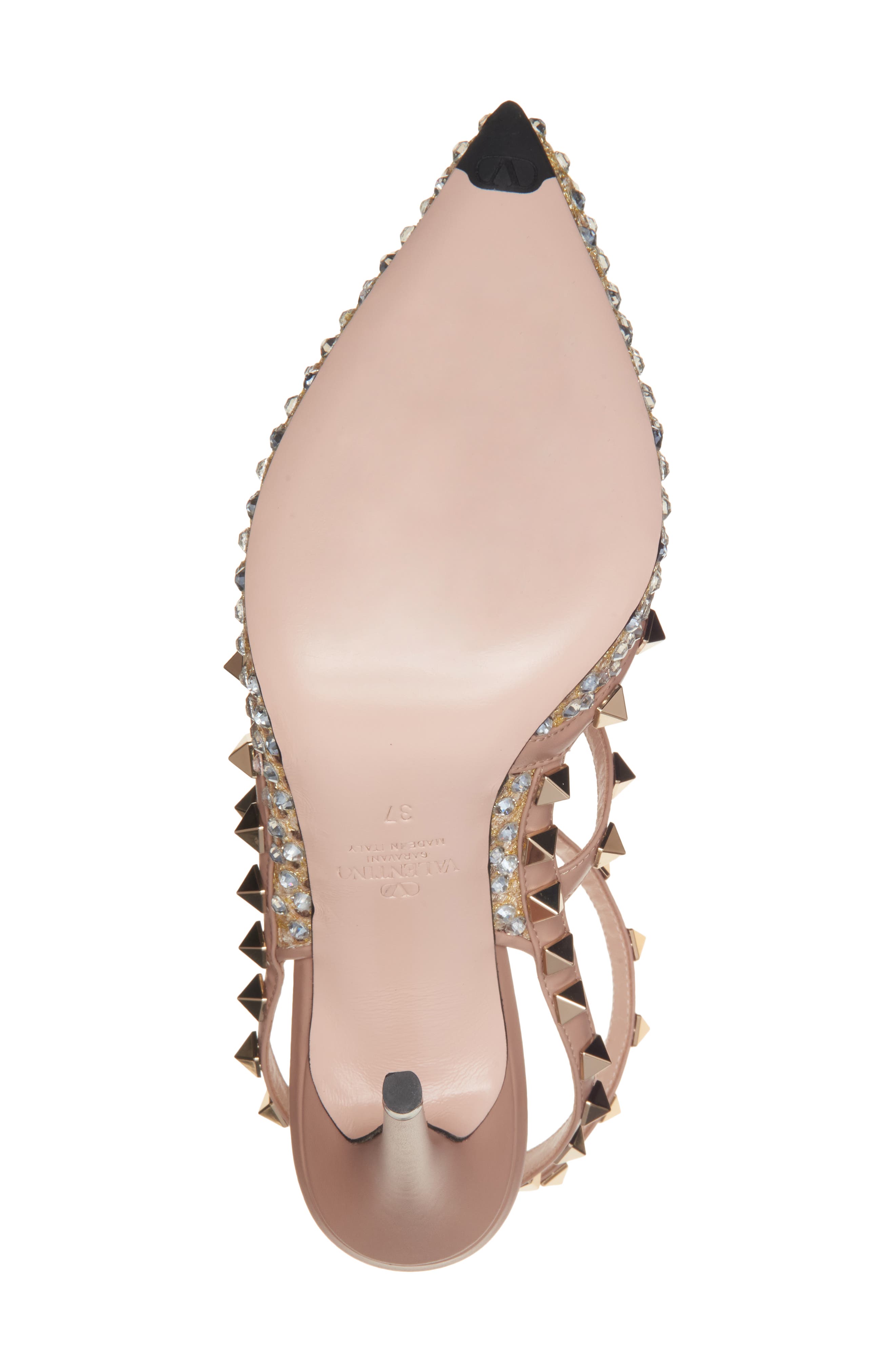 Valentino Garavani Rockstud Crystal T-Strap Pump, Alternate, color, 