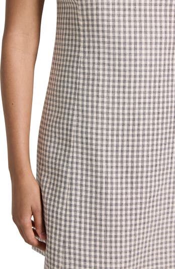 Check Linen Blend Minidress