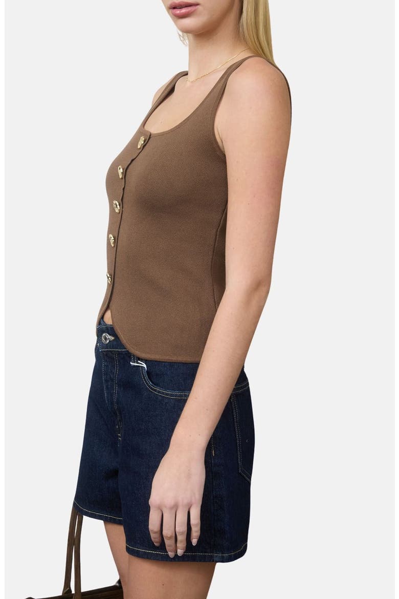 Buttoned Sweater Tank, Alternate, color, BROWN