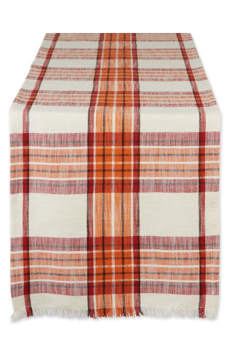 Design Imports Pumpkin Spice Plaid Table Runner, Main, color, Pumpkin Spice Orange