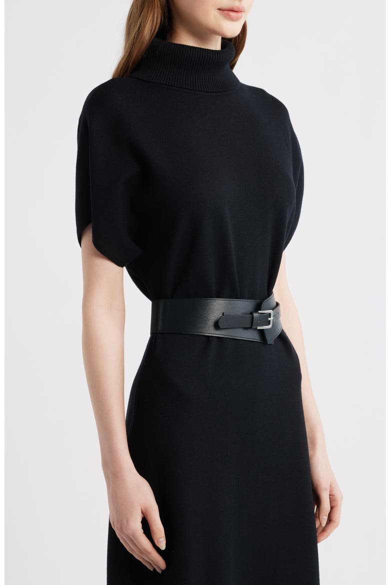 Turtleneck Midi Sweater Dress, Alternate, color, BLACK