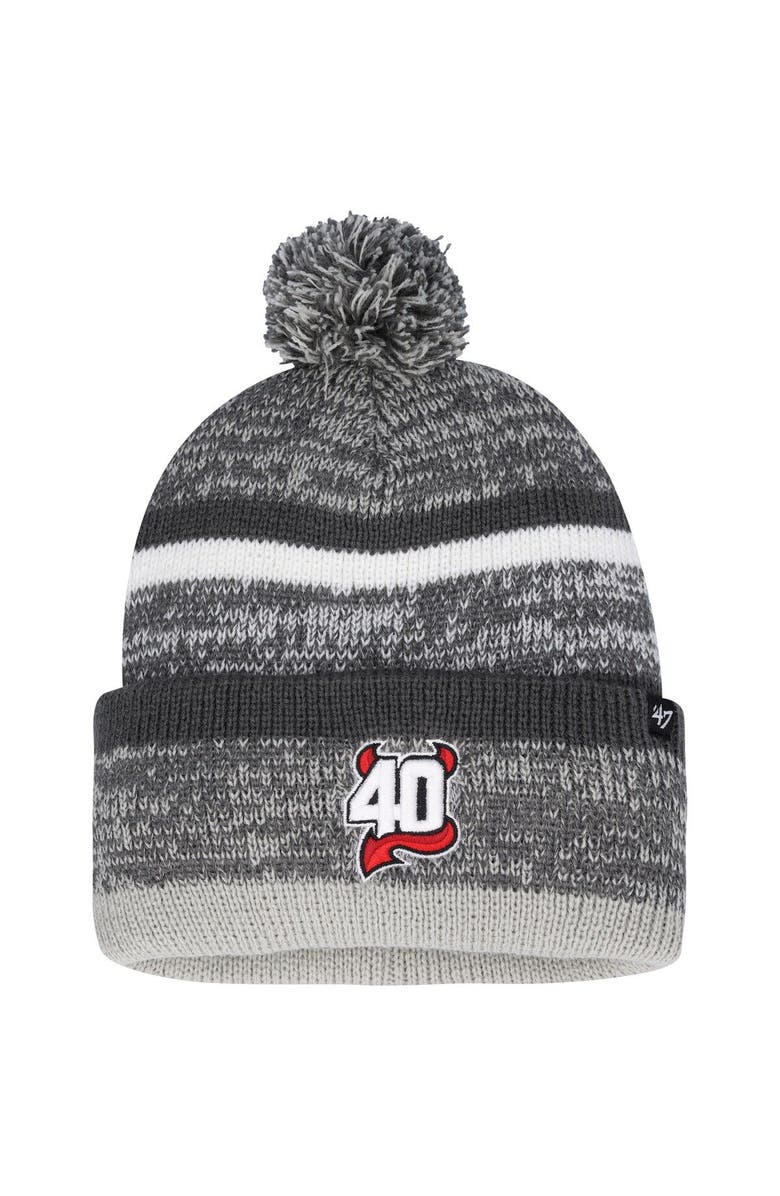 '47 Men's '47 Charcoal New Jersey Devils 40th Anniversary Cuffed Knit Hat with Pom, Alternate, color,