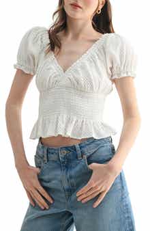 All in Favor Textured Puff Sleeve Top