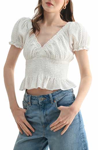 All in Favor Textured Puff Sleeve Top