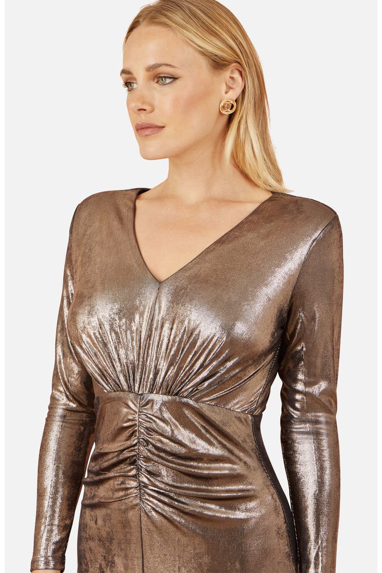 Long Sleeves With Maxi Dress, Alternate, color, Gold
