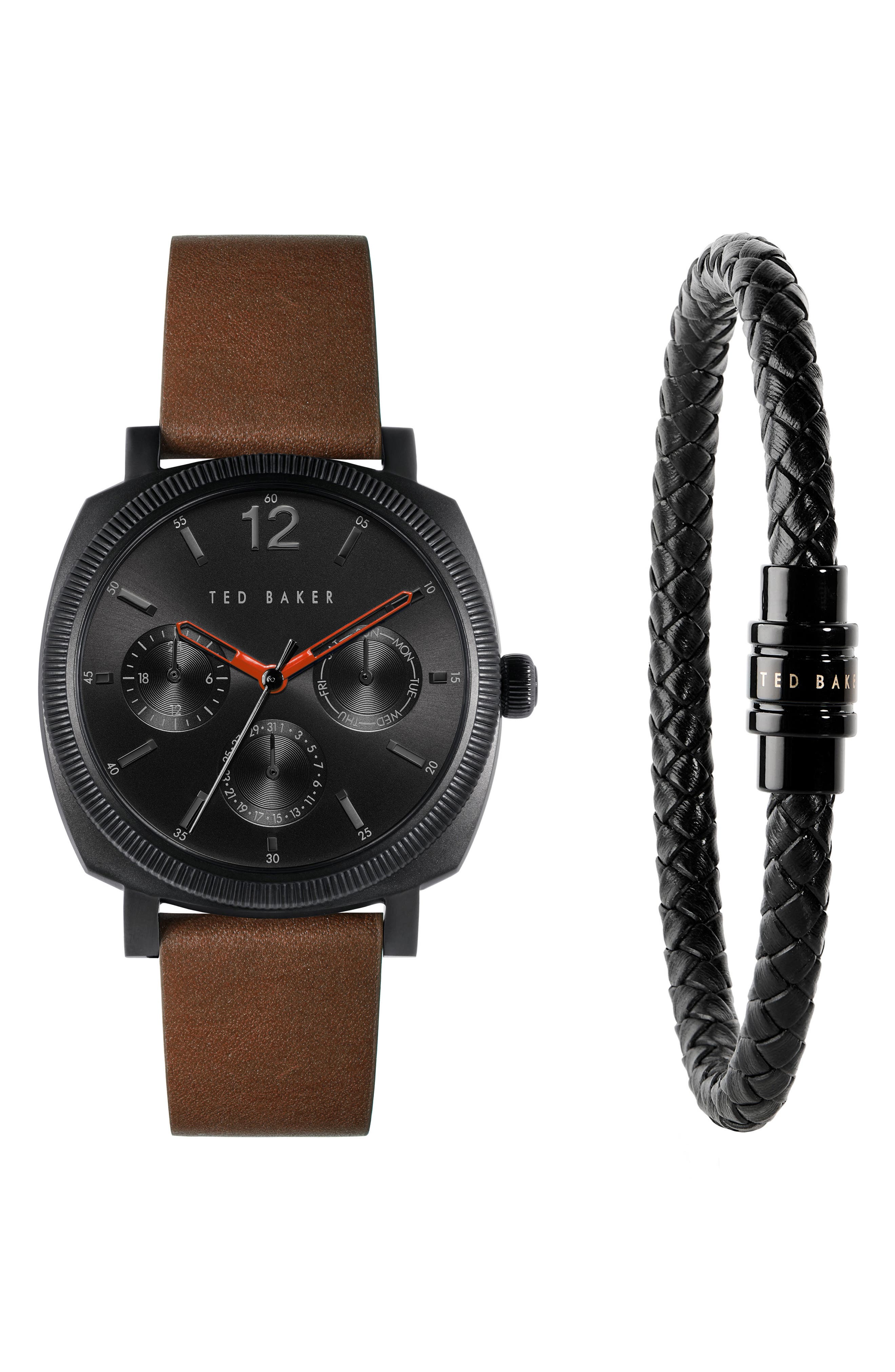 Ted Baker London Caine Leather Strap Watch & Bracelet Set, 42mm