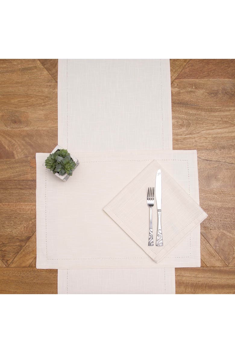 Hemstitch Solid Natural 100% Cotton Cloth Table Runner 14" x 72", Alternate, color, Beige