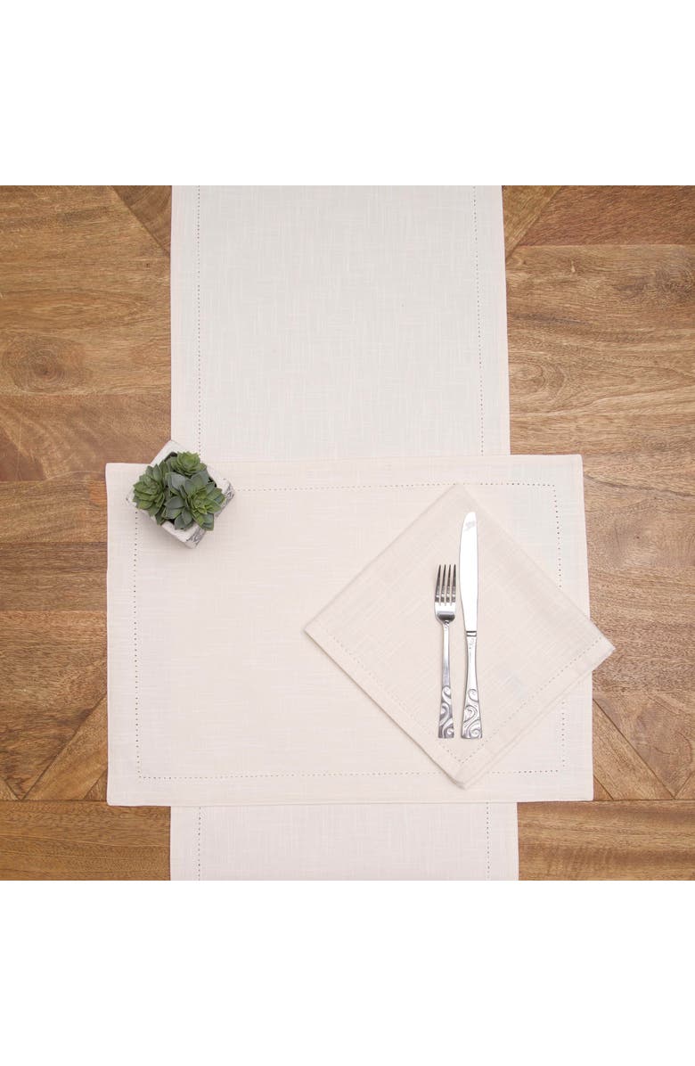 C&F Home Hemstitch Solid Natural 100% Cotton Cloth Table Runner 14" x 72", Alternate, color, Beige