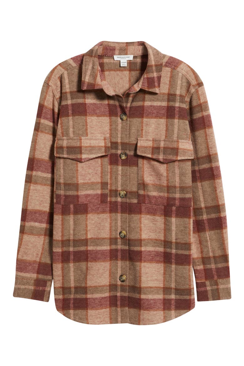 Taelyn Buffalo Plaid Oversize Button-Up Shirt, Alternate, color, MOHOGANY
