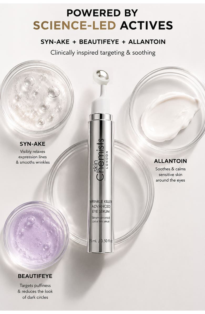 SKINCHEMISTS Wrinkle Killer Anti-Ageing Eye Treatment 15ml for Loss of Firmness, Fine Lines & Wrinkles, Alternate, color, White
